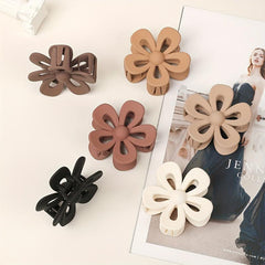 6pcs Cartoon Flower Hair Claw Clip Matte Banana Clip