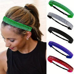 Adjustable Glitter Elastic Headbands Wide Sweatbands Hair Accessories Women Girl