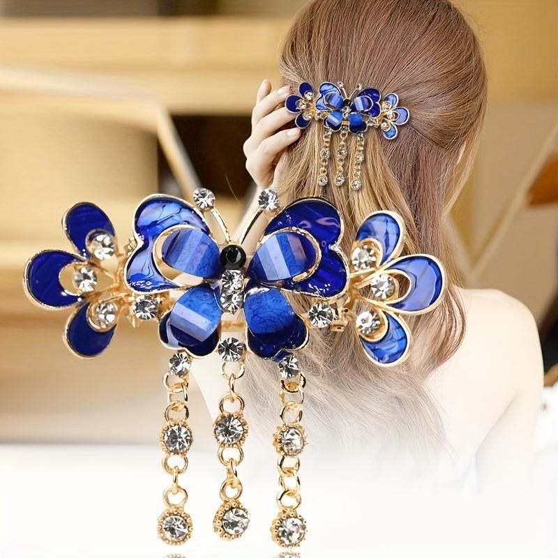 Rhinestone Butterfly Hair Claw Metal Hairpins