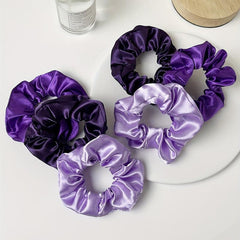 6pcs Purple Satin Scrunchies Hair Tie Ponytail Holder