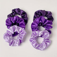 6pcs Purple Satin Scrunchies Hair Tie Ponytail Holder