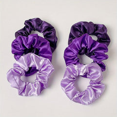 6pcs Purple Satin Scrunchies Hair Tie Ponytail Holder