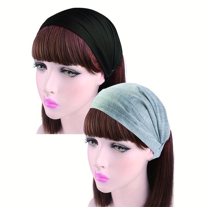 2pcs Wide Headband Stretch Hair Band Turban Head Wrap Scarf