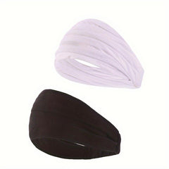 2pcs Wide Headband Stretch Hair Band Turban Head Wrap Scarf
