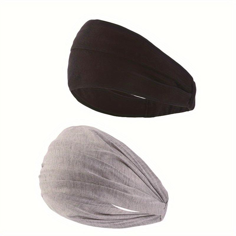 2pcs Wide Headband Stretch Hair Band Turban Head Wrap Scarf