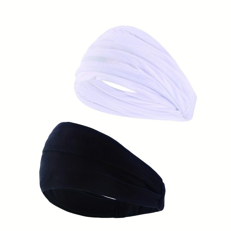 2pcs Wide Headband Stretch Hair Band Turban Head Wrap Scarf