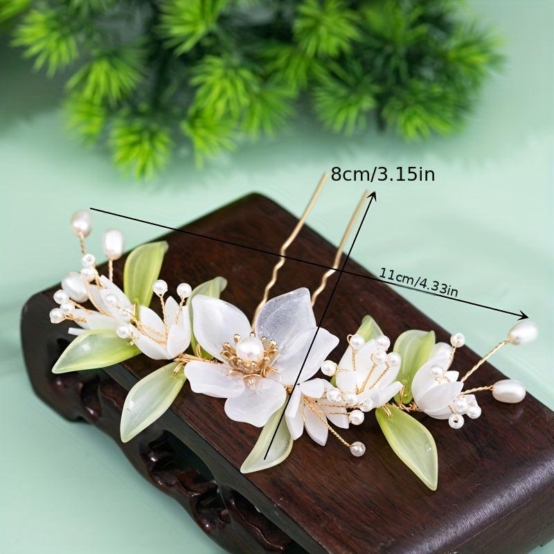 Glass Flower U-shaped Hairpin Ancient Style