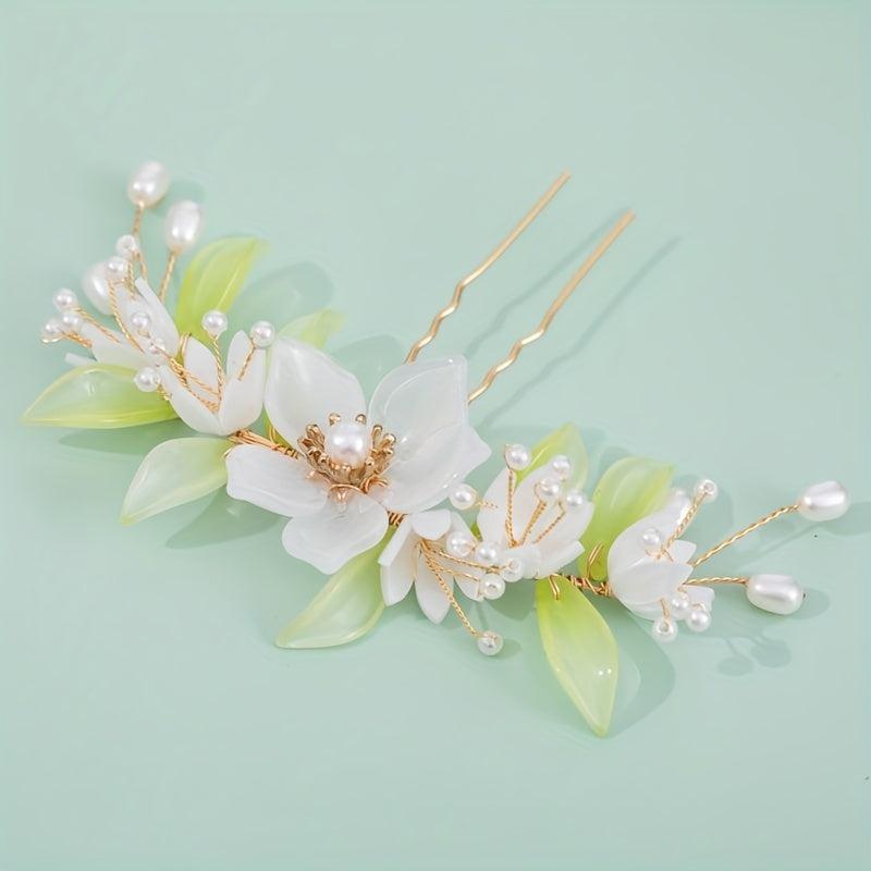 Glass Flower U-shaped Hairpin Ancient Style