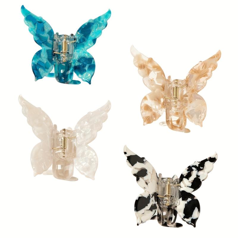 Y2K Acetate Butterfly Hair Claw Clip Gradient Shark Claws Ponytail Holder