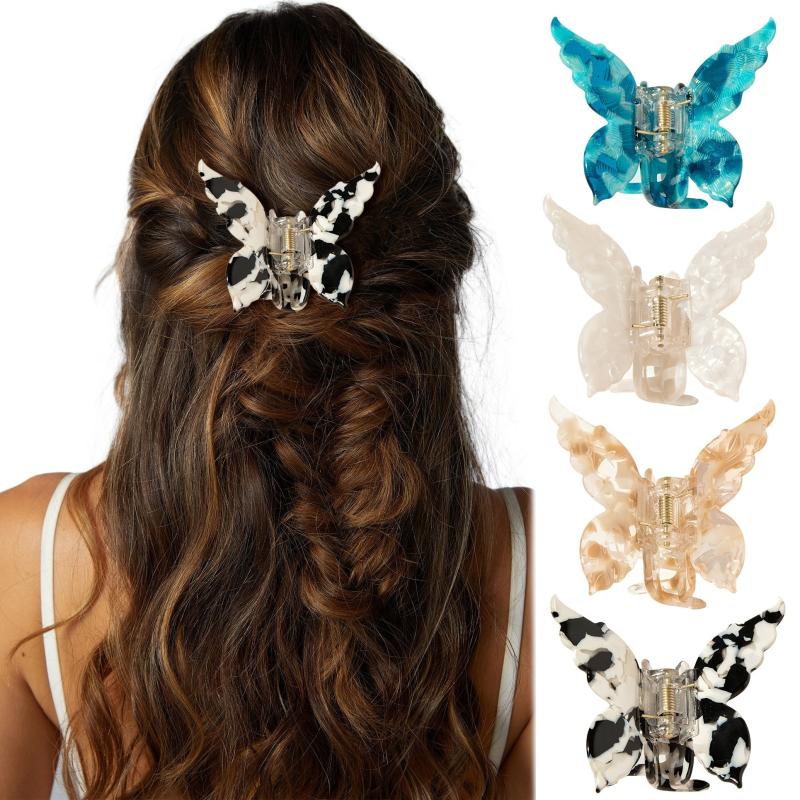 Y2K Acetate Butterfly Hair Claw Clip Gradient Shark Claws Ponytail Holder