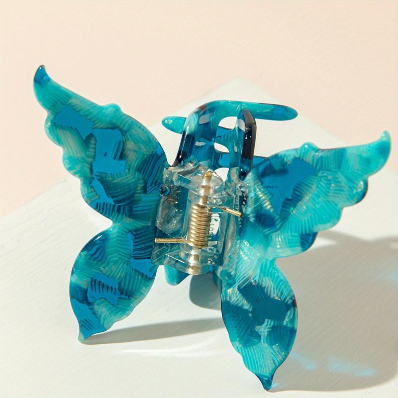 Y2K Acetate Butterfly Hair Claw Clip Gradient Shark Claws Ponytail Holder