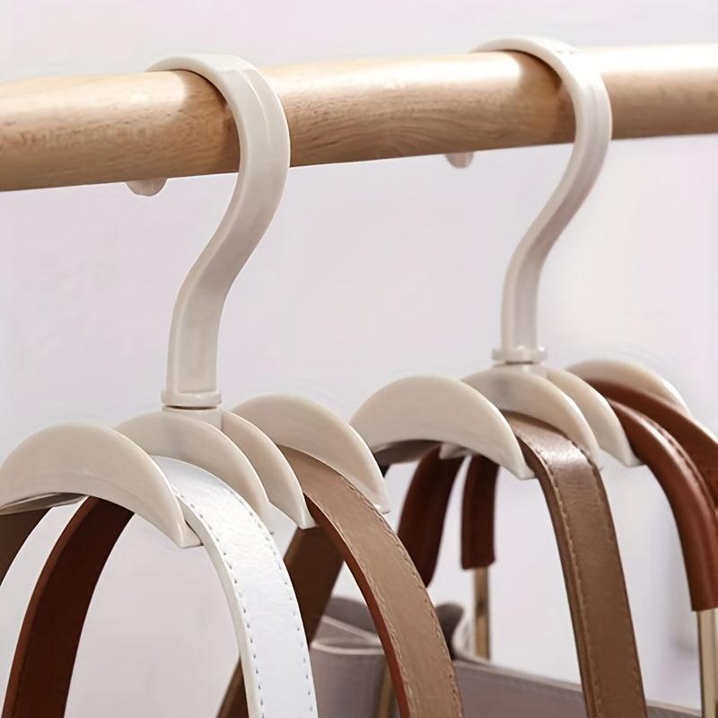 3pc Beige Plastic Bag Hook Rotatable Purse Storage Rack