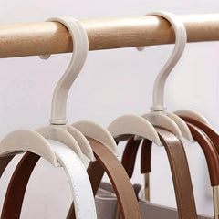 3pc Beige Plastic Bag Hook Rotatable Purse Storage Rack