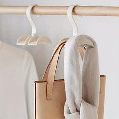 3pc Beige Plastic Bag Hook Rotatable Purse Storage Rack