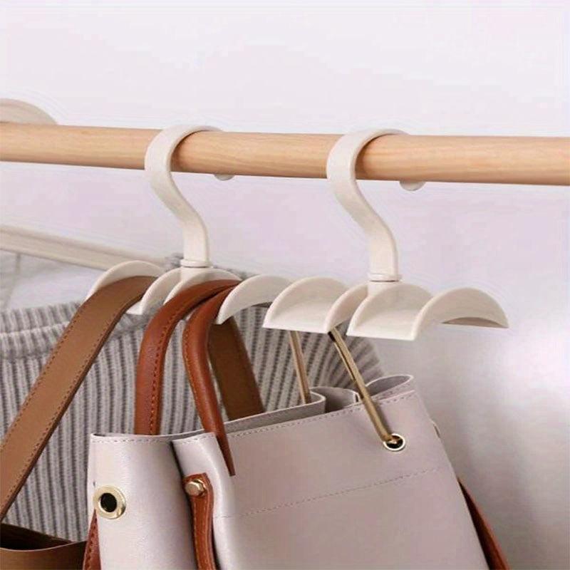 3pc Beige Plastic Bag Hook Rotatable Purse Storage Rack