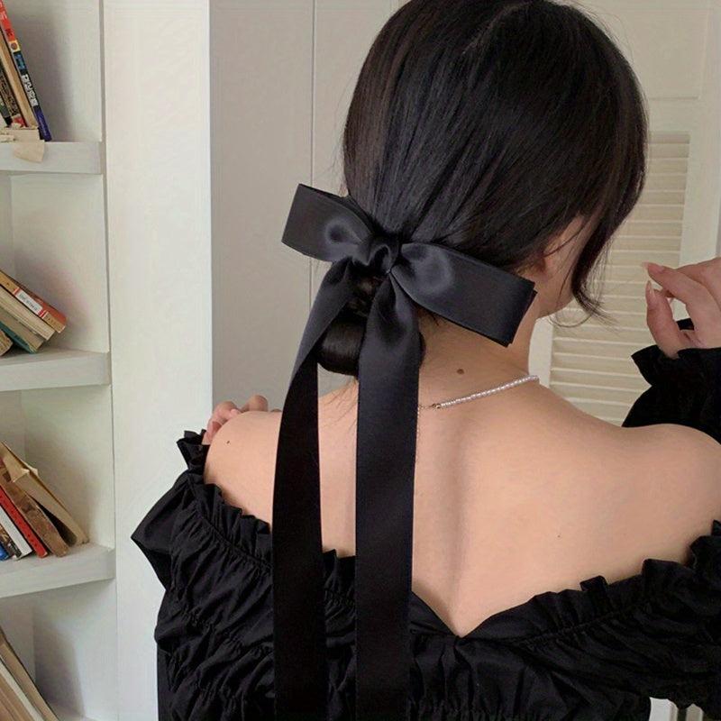 Satin Bowknot Streamer Hair Clip Y2K Hair Accessory