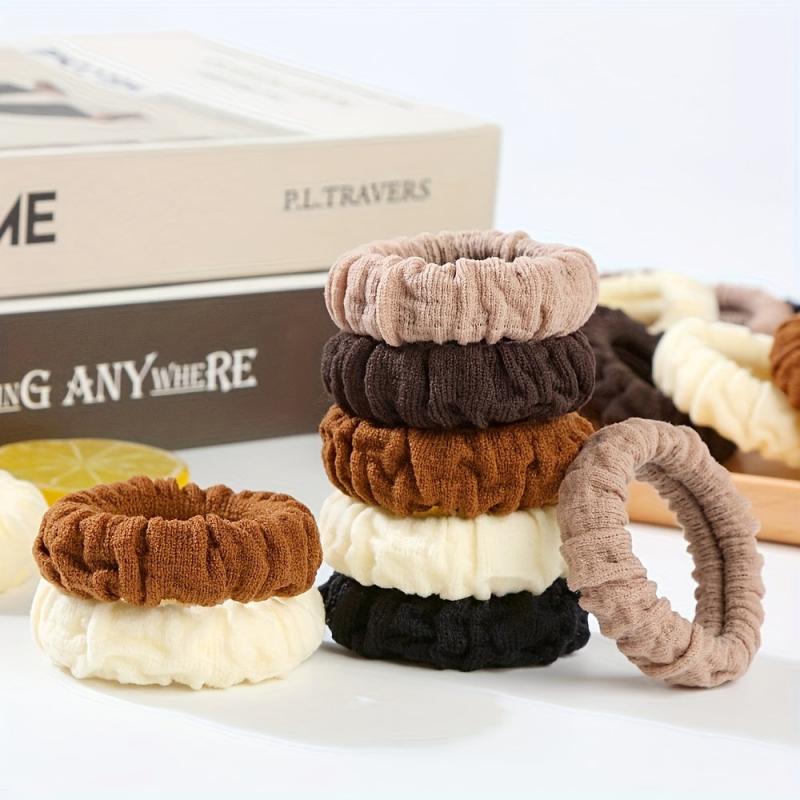 10pcs Soft Towel Cloth Hair Tie Seamless Hair Rope Elastic Ponytail Holder