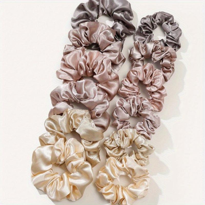 12 Pcs Satin Hair Scrunchies Soft Style Hair Ring Hair Tie