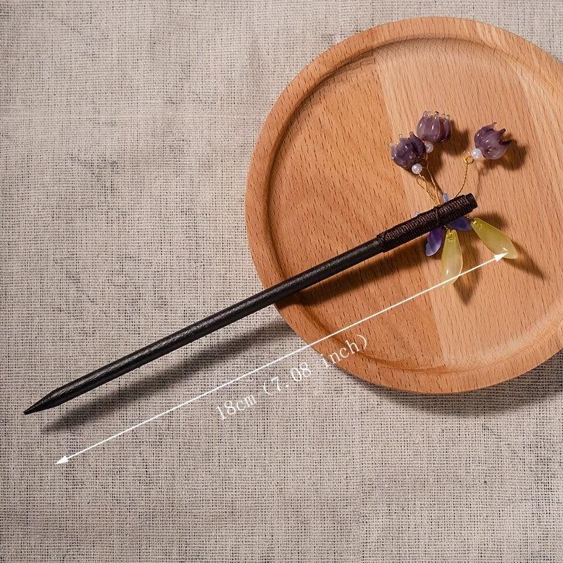 Butterfly Shape Hair Pin With Floral Pendant Chinese Style Hair Stick