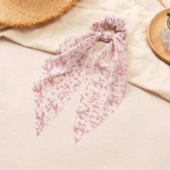 Floral Scarf Scrunchies Hair Ties With Ribbons