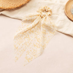 Floral Scarf Scrunchies Hair Ties With Ribbons