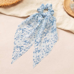 Floral Scarf Scrunchies Hair Ties With Ribbons