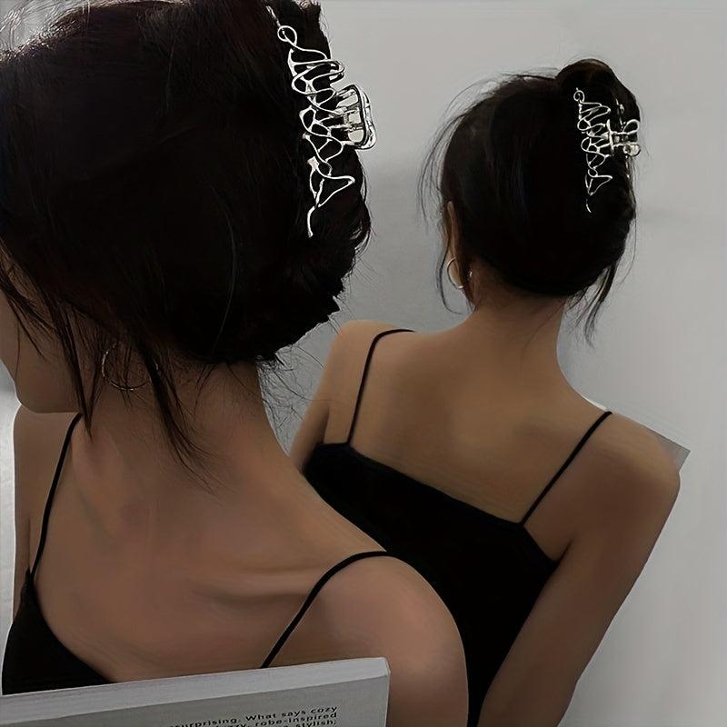 Irregular Liquid Metal Hair Grab Back Head Plate Clip