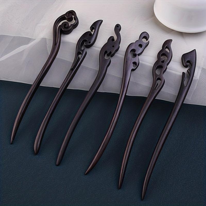 1PC Ebony Hairpin Chinese Classic Hairpin Pin Head Decoration