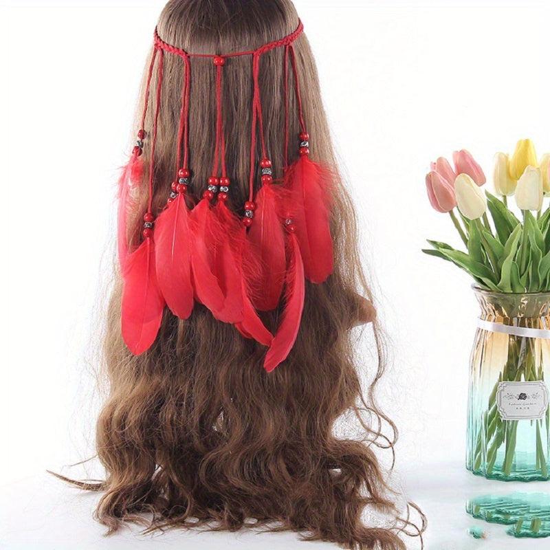 Bohemian Style Headband With Faux Feather Tassel Hair Accessories