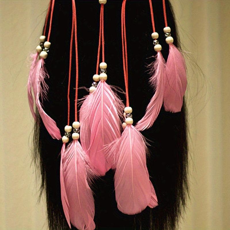 Bohemian Style Headband With Faux Feather Tassel Hair Accessories