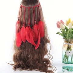 Bohemian Style Headband With Faux Feather Tassel Hair Accessories