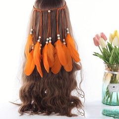 Bohemian Style Headband With Faux Feather Tassel Hair Accessories