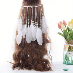 Bohemian Style Headband With Faux Feather Tassel Hair Accessories