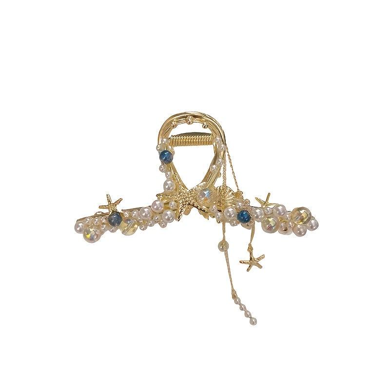 Faux Pearl Tassel Starfish Hair Claw Clip Strong Hold Grip Hair Jaw Clip