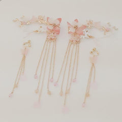 Chinese Style Flower Hair Clips & Earrings Set