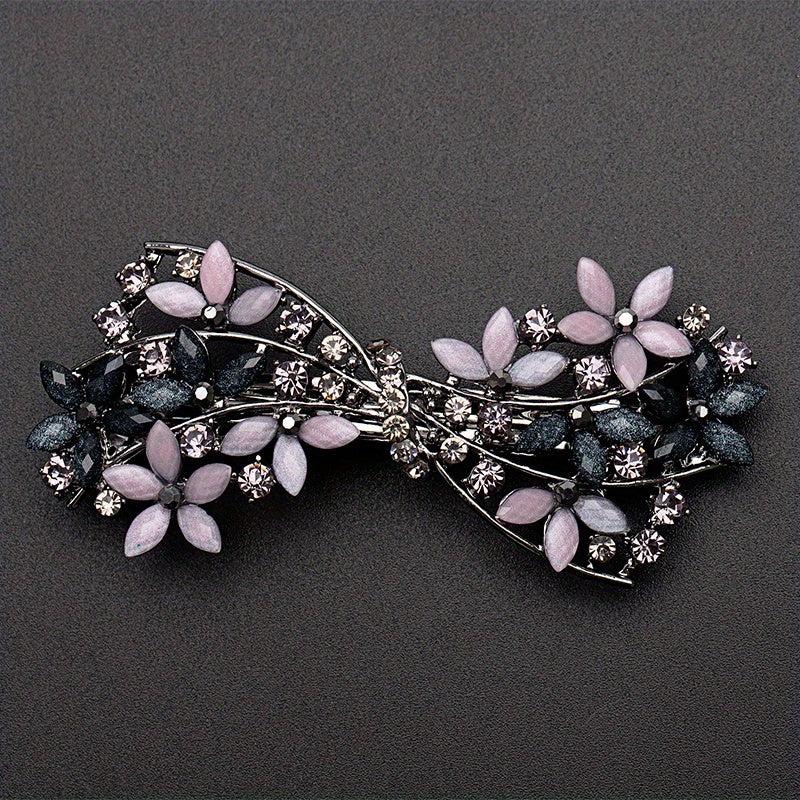 Retro Floral Hair Clip Rhinestone Daisies Barrette