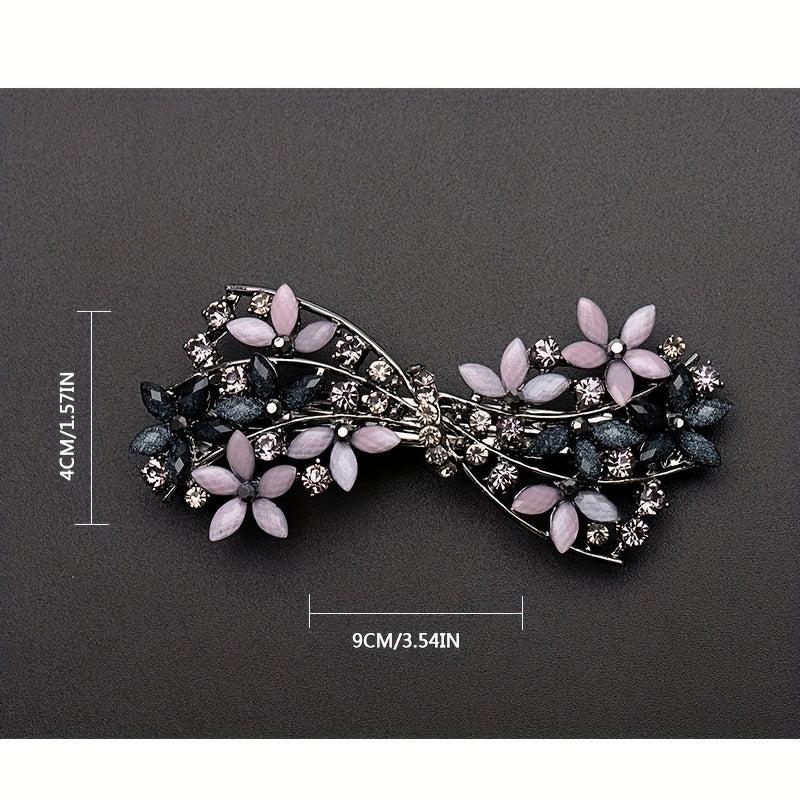 Retro Floral Hair Clip Rhinestone Daisies Barrette