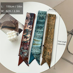 Vintage French Silk Hair Band Bow Knot Scrunchies Elastic Ties