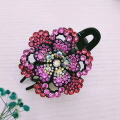 Vintage Rhinestone Flower Hair Clip for Women Girls