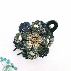 Vintage Rhinestone Flower Hair Clip for Women Girls