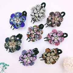 Vintage Rhinestone Flower Hair Clip for Women Girls