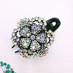 Vintage Rhinestone Flower Hair Clip for Women Girls