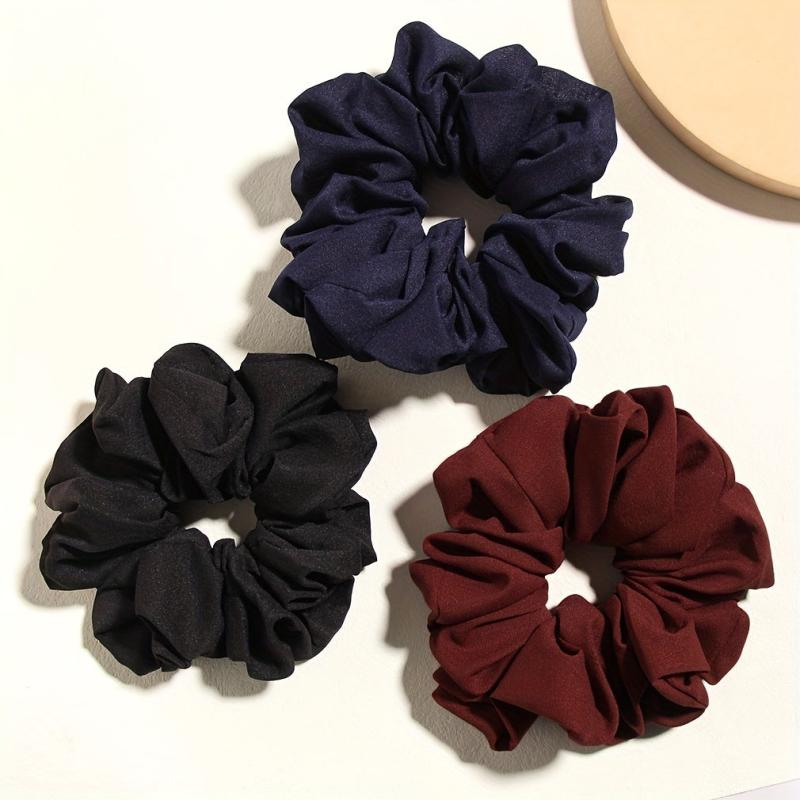 Solid Hair Scrunchies Soft Fabric Fit Curly Fine Thick Hair