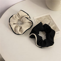2 French Hair Scrunchies Soft Fabric Vintage Hair Ties