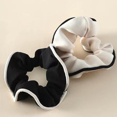 2 French Hair Scrunchies Soft Fabric Vintage Hair Ties