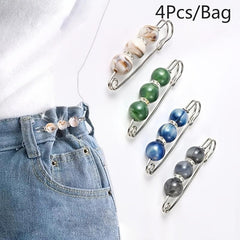 4Pcs Colorful Faux Pearl Brooch Set Lapel Pin Dress Sweater Accessories