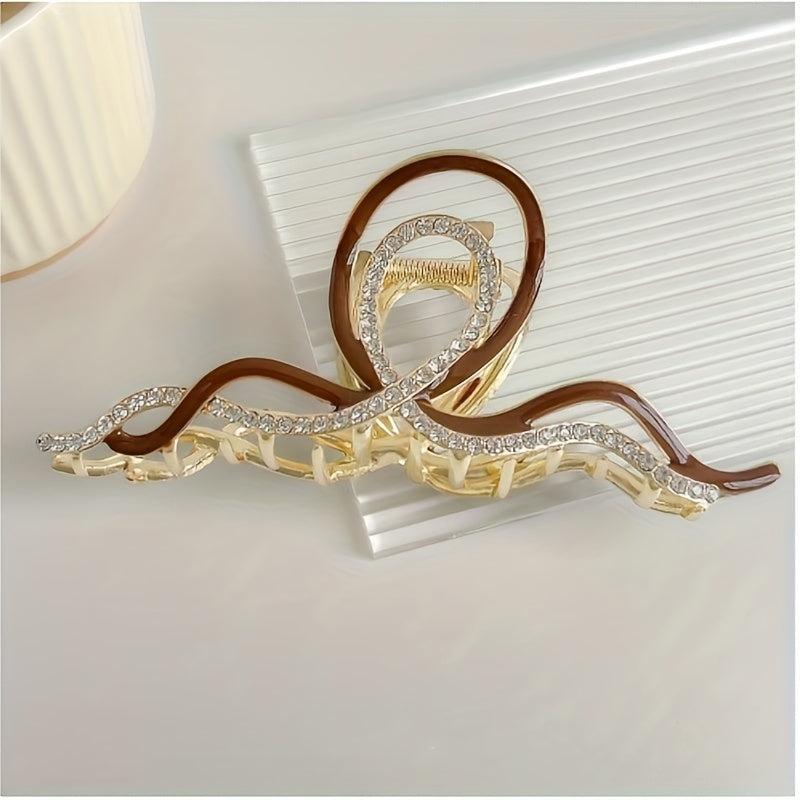 3pcs Twist Rhinestone Hair Claw Faux Pearl Hair Claw Matte Style Hair Claw Set