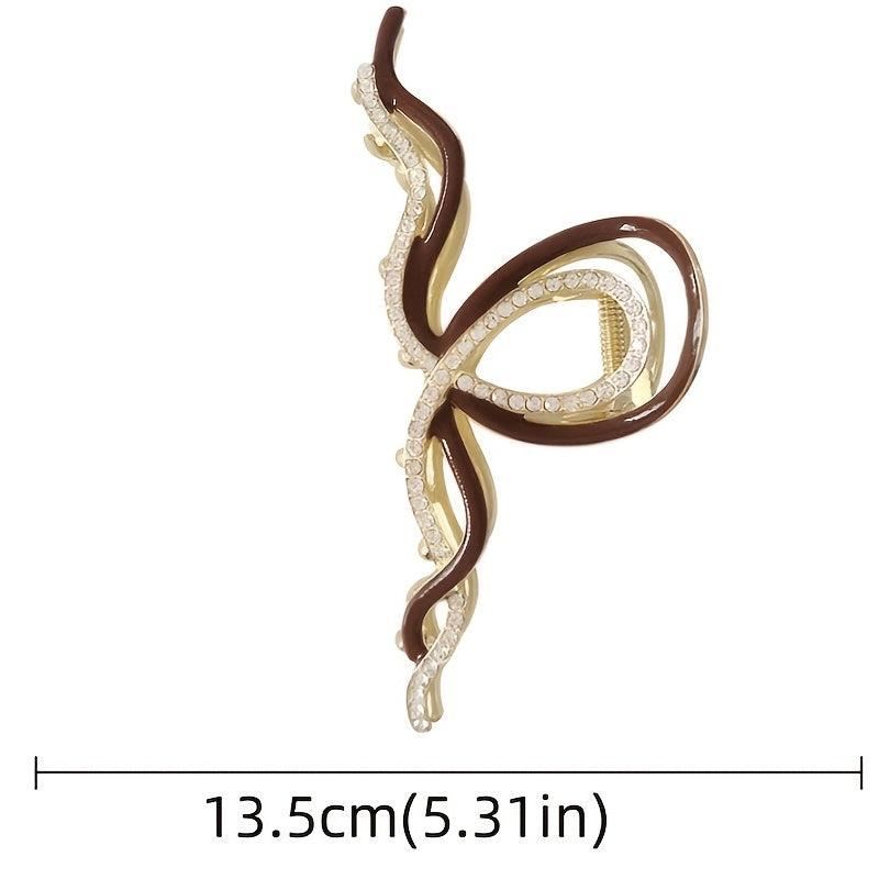 3pcs Twist Rhinestone Hair Claw Faux Pearl Hair Claw Matte Style Hair Claw Set