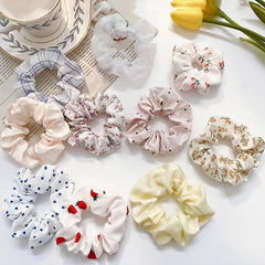 10pcs Floral Fabric Hair Scrunchies for Women Girls Sleep Soft