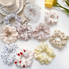 10pcs Floral Fabric Hair Scrunchies for Women Girls Sleep Soft
